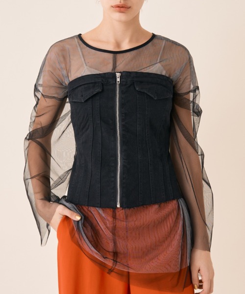 Solace（ソレイス）の「デニムビスチェ（チューブトップ・レディース・ブラック・M/S）」の6枚目の写真