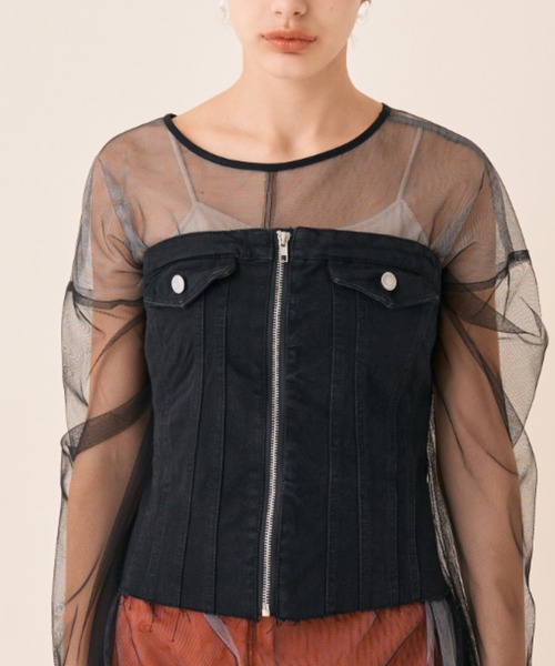 Solace（ソレイス）の「デニムビスチェ（チューブトップ・レディース・ブラック・M/S）」の8枚目の写真