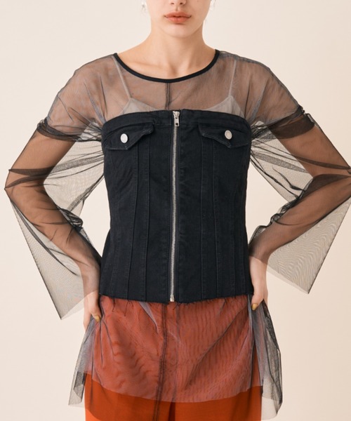 Solace（ソレイス）の「デニムビスチェ（チューブトップ・レディース・ブラック・M/S）」の9枚目の写真