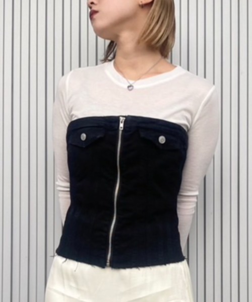 Solace（ソレイス）の「デニムビスチェ（チューブトップ・レディース・ブラック・M/S）」の21枚目の写真