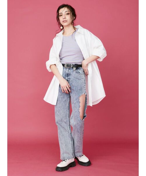 EVRIS（エヴリス）の「メタルバックルフェイクレザーベルト（ベルト・レディース・ブラウン/ブラック/ホワイト・FREE）」の12枚目の写真