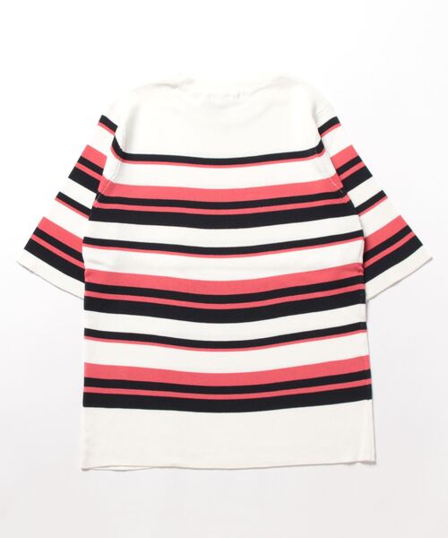 m.f.editorial（エムエフエディトリアル）の「m.f.エディトリアル レディース ボーダー クルーネック 5分袖ニットプルオーバー（ニット/セーター・レディース・グリーン系その他/ピンク系その他・LARGE/MEDIUM）」の3枚目の写真