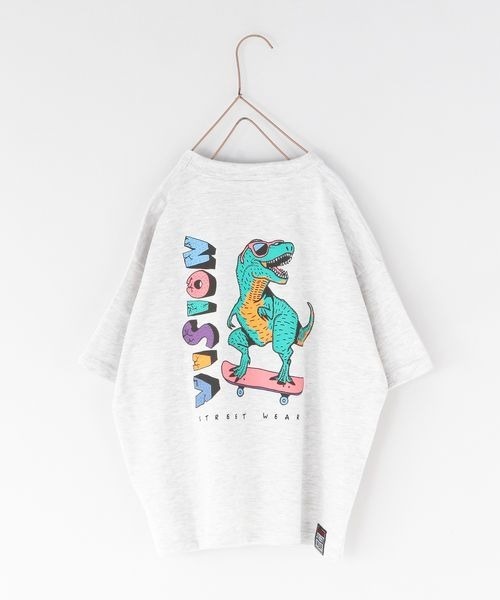 LOWRYS FARM（ローリーズファーム）の「ＶＩＳＩＯＮダイナソーＴシャツ　191965（Tシャツ/カットソー・キッズ・グレー/ピンク・110cm/130cm/150cm）」の2枚目の写真
