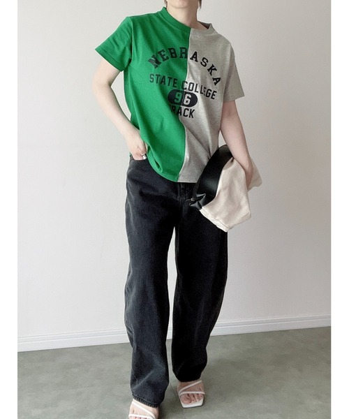 Yucca（ユッカ）の「NEBRASKA プリントTシャツ（MEKKE　低身長向け）（Tシャツ/カットソー・レディース・グリーン/ネイビー/オートミール・FREE）」の9枚目の写真