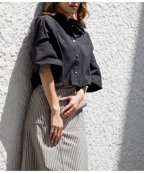 LATINA（ラティーナ）の「スリットスリーブブラウス（シャツ/ブラウス・レディース・ブラック/オフホワイト・FREE）」の12枚目の写真