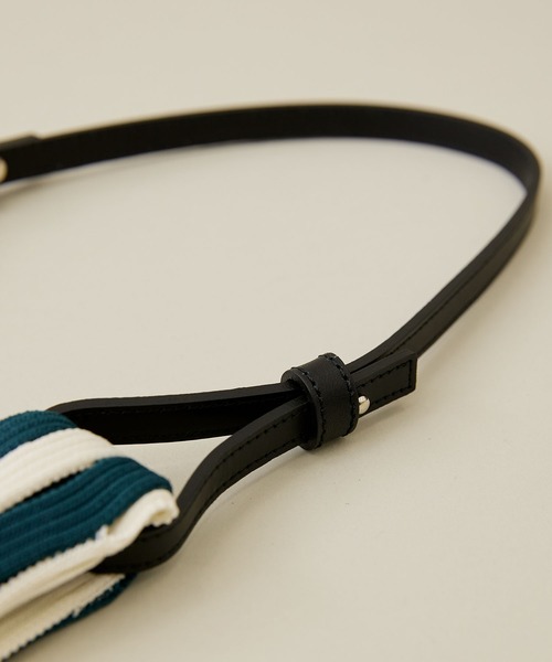 LASTFRAME（ラストフレーム）の「【LASTFRAME(ラストフレーム)】ストライプメッシュマーケットバッグスモール（ショルダーバッグ・レディース・ダークグリーン/レッド・FREE）」の6枚目の写真