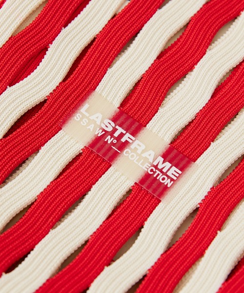 LASTFRAME（ラストフレーム）の「【LASTFRAME(ラストフレーム)】ストライプメッシュマーケットバッグスモール（ショルダーバッグ・レディース・ダークグリーン/レッド・FREE）」の10枚目の写真