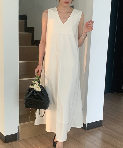 セール】YUGA_YGMC Vネック Aラインワンピース（ワンピース）｜FREE