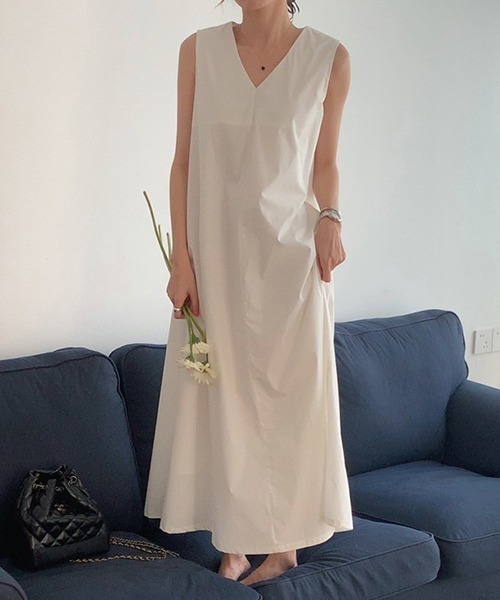 セール】YUGA_YGMC Vネック Aラインワンピース（ワンピース）｜FREE