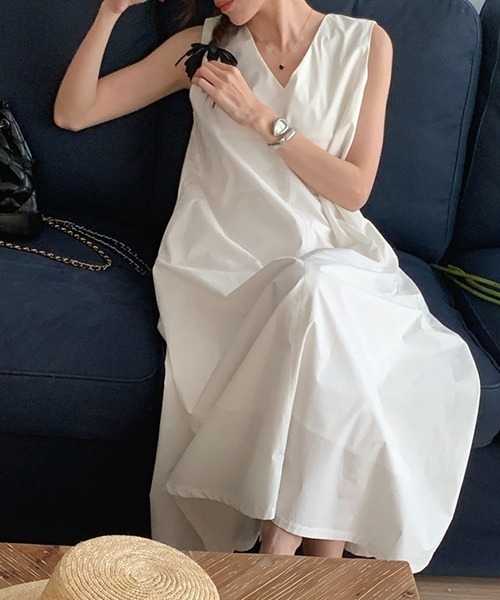 セール】YUGA_YGMC Vネック Aラインワンピース（ワンピース）｜FREE