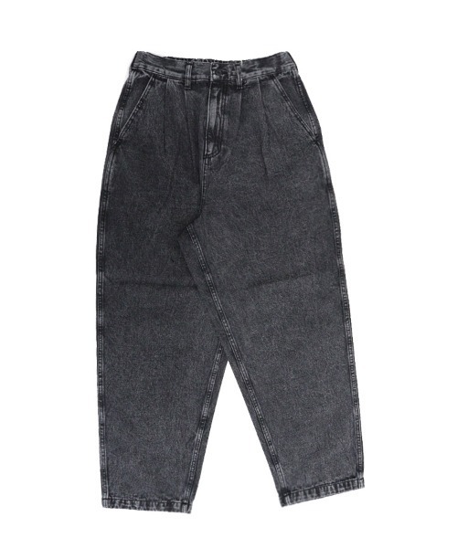 TIMELY WARNING(タイムリーワーニング)の「【Timely Warning】ケミカルウォッシュ 2タックワイドデニムパンツ(デニムパンツ・メンズ・ブラック/サックスブルー/インディゴブルー・L/M)」の1枚目の写真