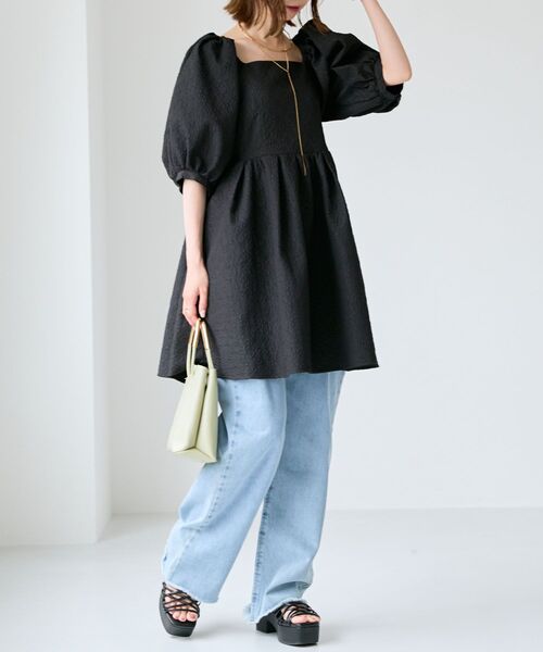 MAJESTIC LEGON(マジェスティックレゴン)の「ジャカードミニワンピース(ワンピース・レディース・ブラック/アイボリー・SMALL/MEDIUM)」の4枚目の写真