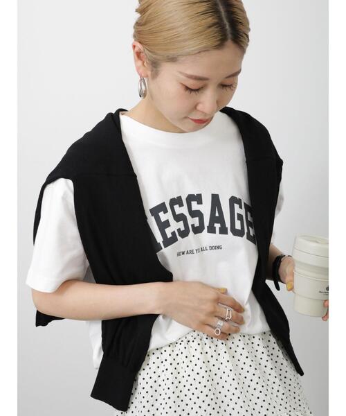 Samansa Mos2 blue(サマンサモスモスブルー)の「【USAコットン】ロゴチュニックTシャツ(Tシャツ/カットソー・レディース・チャコールグレー/オフホワイト/ベージュ・F)」の20枚目の写真