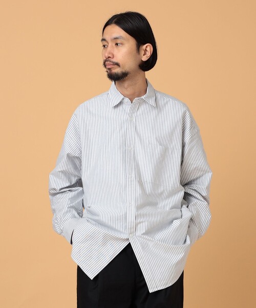 BEAMS LIGHTS（ビームスライツ）の「BEAMS LIGHTS / ロンドンストライプ オックスフォード パネル切替 シャツ（シャツ/ブラウス・メンズ・ネイビー/ブラック・SMALL/MEDIUM/LARGE）」の3枚目の写真