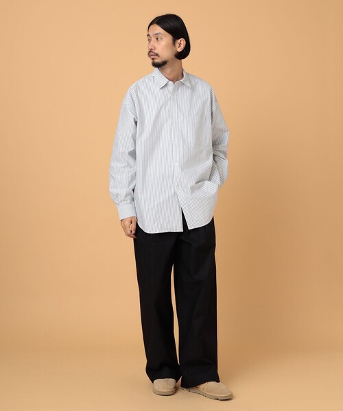 BEAMS LIGHTS（ビームスライツ）の「BEAMS LIGHTS / ロンドンストライプ オックスフォード パネル切替 シャツ（シャツ/ブラウス・メンズ・ネイビー/ブラック・SMALL/MEDIUM/LARGE）」の4枚目の写真