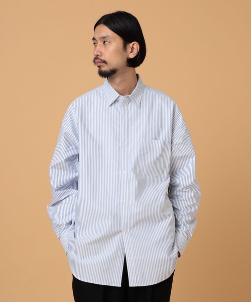 BEAMS LIGHTS（ビームスライツ）の「BEAMS LIGHTS / ロンドンストライプ オックスフォード パネル切替 シャツ（シャツ/ブラウス・メンズ・ネイビー/ブラック・SMALL/MEDIUM/LARGE）」の11枚目の写真