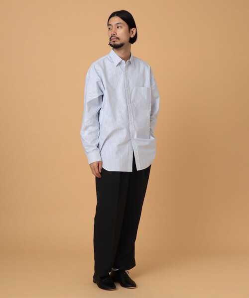 BEAMS LIGHTS（ビームスライツ）の「BEAMS LIGHTS / ロンドンストライプ オックスフォード パネル切替 シャツ（シャツ/ブラウス・メンズ・ネイビー/ブラック・SMALL/MEDIUM/LARGE）」の9枚目の写真