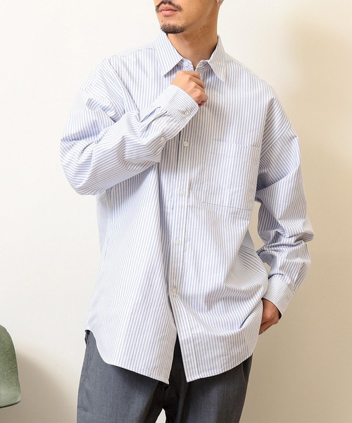 BEAMS LIGHTS（ビームスライツ）の「BEAMS LIGHTS / ロンドンストライプ オックスフォード パネル切替 シャツ（シャツ/ブラウス・メンズ・ネイビー/ブラック・SMALL/MEDIUM/LARGE）」の16枚目の写真