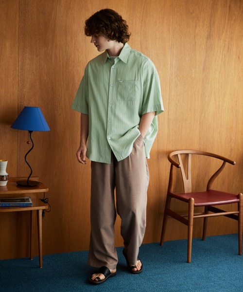 YOEL(ヨエル)の「YOEL - basic stripe S/S shirt(シャツ/ブラウス・メンズ・グリーン/ブルー・MEDIUM/LARGE)」の14枚目の写真