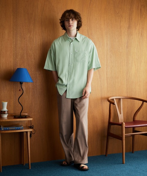 YOEL(ヨエル)の「YOEL - basic stripe S/S shirt(シャツ/ブラウス・メンズ・グリーン/ブルー・MEDIUM/LARGE)」の15枚目の写真