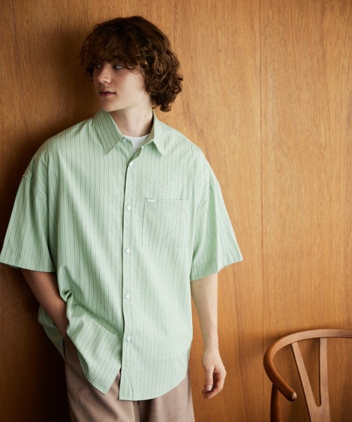 YOEL(ヨエル)の「YOEL - basic stripe S/S shirt(シャツ/ブラウス・メンズ・グリーン/ブルー・MEDIUM/LARGE)」の8枚目の写真