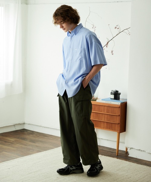 YOEL(ヨエル)の「YOEL - basic stripe S/S shirt(シャツ/ブラウス・メンズ・グリーン/ブルー・MEDIUM/LARGE)」の22枚目の写真