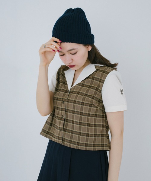 TINA：JOJUN（ティーナジョジュン）の「チェック柄 ドッキングシャツ TINA：JOJUN（シャツ/ブラウス・レディース・アイボリー/ブラウン・M）」の2枚目の写真
