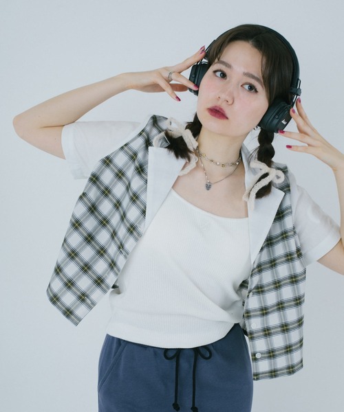 TINA：JOJUN（ティーナジョジュン）の「チェック柄 ドッキングシャツ TINA：JOJUN（シャツ/ブラウス・レディース・アイボリー/ブラウン・M）」の14枚目の写真