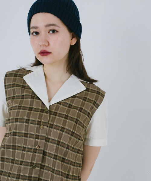 TINA：JOJUN（ティーナジョジュン）の「チェック柄 ドッキングシャツ TINA：JOJUN（シャツ/ブラウス・レディース・アイボリー/ブラウン・M）」の20枚目の写真