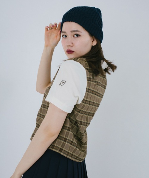 TINA：JOJUN（ティーナジョジュン）の「チェック柄 ドッキングシャツ TINA：JOJUN（シャツ/ブラウス・レディース・アイボリー/ブラウン・M）」の4枚目の写真
