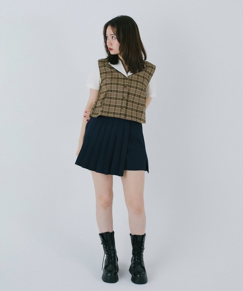 TINA：JOJUN（ティーナジョジュン）の「チェック柄 ドッキングシャツ TINA：JOJUN（シャツ/ブラウス・レディース・アイボリー/ブラウン・M）」の13枚目の写真