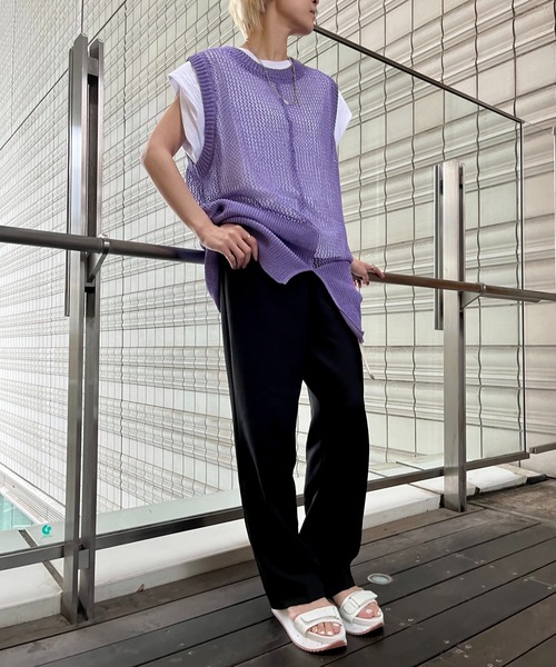 Scrap Book / LAGLAIA / emanar(スクラップブック / ラグライア / エマナ)の「【CYAN TOKYO】ペーパーニットメッシュベスト(ベスト・レディース・パープル/グレー・FREE)」の8枚目の写真