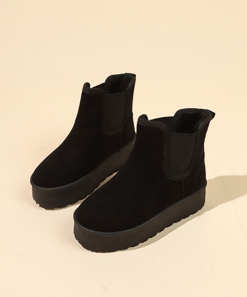 Shoes in Closet（シューズインクローゼット）の「厚底 プラットフォーム サイドゴア ムートンブーツ 6854（ブーツ・レディース・ブラック/キャメル・M/L/S/LL）」の11枚目の写真