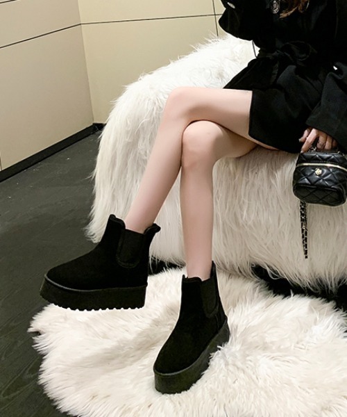 Shoes in Closet（シューズインクローゼット）の「厚底 プラットフォーム サイドゴア ムートンブーツ 6854（ブーツ・レディース・ブラック/キャメル・M/L/S/LL）」の7枚目の写真