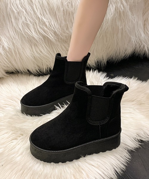 Shoes in Closet（シューズインクローゼット）の「厚底 プラットフォーム サイドゴア ムートンブーツ 6854（ブーツ・レディース・ブラック/キャメル・M/L/S/LL）」の9枚目の写真