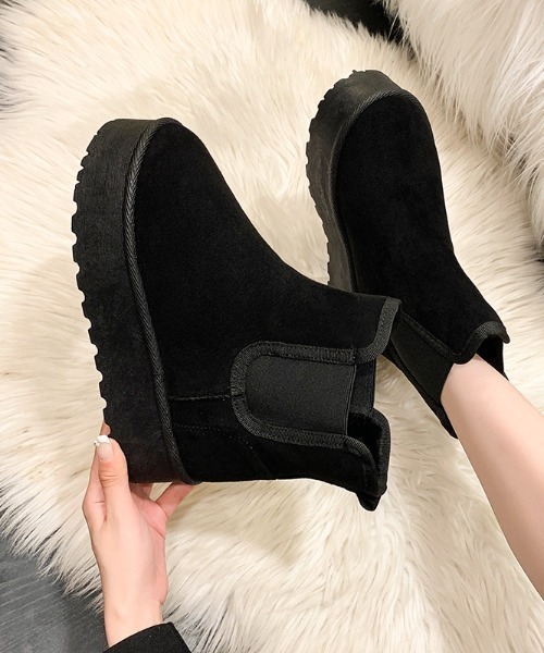 Shoes in Closet（シューズインクローゼット）の「厚底 プラットフォーム サイドゴア ムートンブーツ 6854（ブーツ・レディース・ブラック/キャメル・M/L/S/LL）」の10枚目の写真