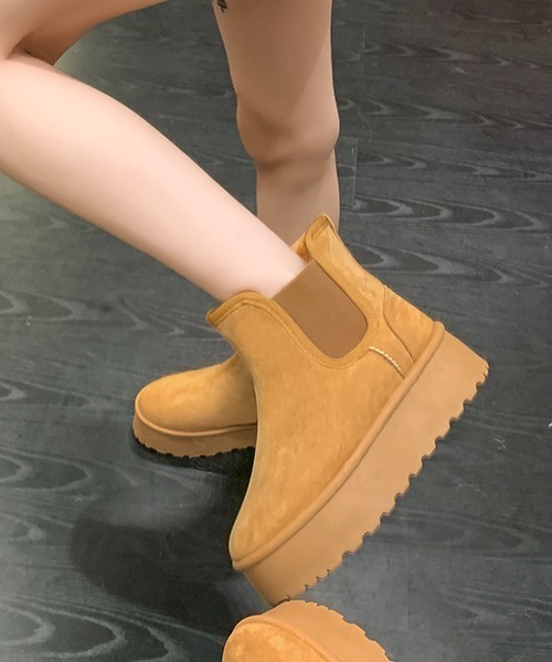 Shoes in Closet（シューズインクローゼット）の「厚底 プラットフォーム サイドゴア ムートンブーツ 6854（ブーツ・レディース・ブラック/キャメル・M/L/S/LL）」の17枚目の写真