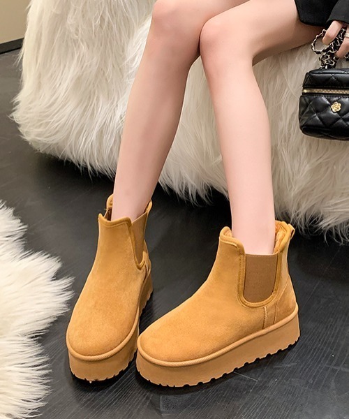 Shoes in Closet（シューズインクローゼット）の「厚底 プラットフォーム サイドゴア ムートンブーツ 6854（ブーツ・レディース・ブラック/キャメル・M/L/S/LL）」の15枚目の写真