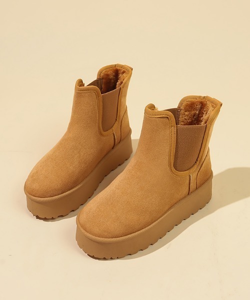 Shoes in Closet（シューズインクローゼット）の「厚底 プラットフォーム サイドゴア ムートンブーツ 6854（ブーツ・レディース・ブラック/キャメル・M/L/S/LL）」の20枚目の写真