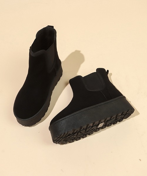 Shoes in Closet（シューズインクローゼット）の「厚底 プラットフォーム サイドゴア ムートンブーツ 6854（ブーツ・レディース・ブラック/キャメル・M/L/S/LL）」の12枚目の写真