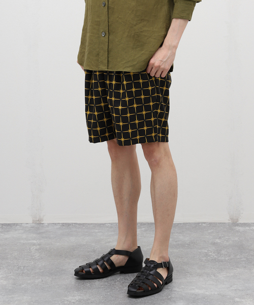 EDIFICE LA BOUCLE（エディフィスラブークル）の「【LA BOUCLE / ラブークル】1タック イージー ショーツ(パターンブッチャー)（その他パンツ・メンズ・ブラックミックス/ブラック/ブラック×ブラック/ブラック系その他・1/2/3）」の3枚目の写真