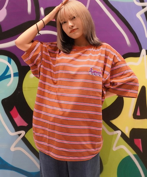STAY GOLD(ステイゴールド)の「【STAYGOLD】ワンポイント刺繍 ボーダーTシャツ / One point embroidery border T-shirt(Tシャツ/カットソー・メンズ・ネイビー/イエロー/グリーン/ブラウン・FREE)」の1枚目の写真