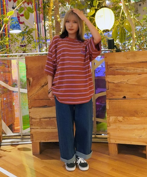 STAY GOLD(ステイゴールド)の「【STAYGOLD】ワンポイント刺繍 ボーダーTシャツ / One point embroidery border T-shirt(Tシャツ/カットソー・メンズ・ネイビー/イエロー/グリーン/ブラウン・FREE)」の18枚目の写真