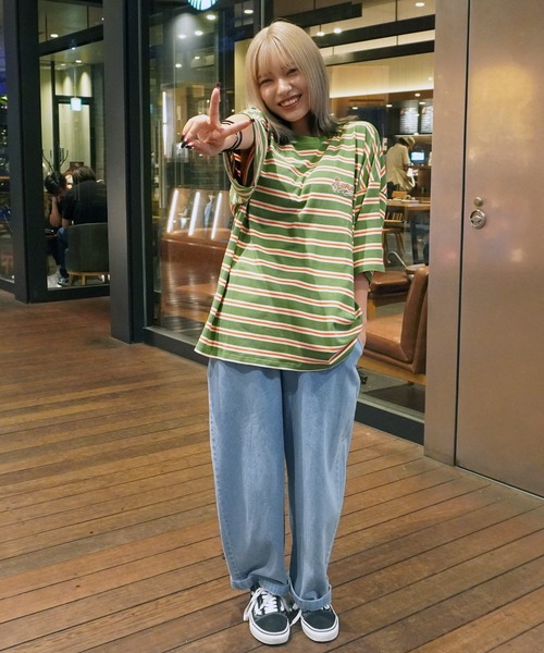 STAY GOLD(ステイゴールド)の「【STAYGOLD】ワンポイント刺繍 ボーダーTシャツ / One point embroidery border T-shirt(Tシャツ/カットソー・メンズ・ネイビー/イエロー/グリーン/ブラウン・FREE)」の6枚目の写真