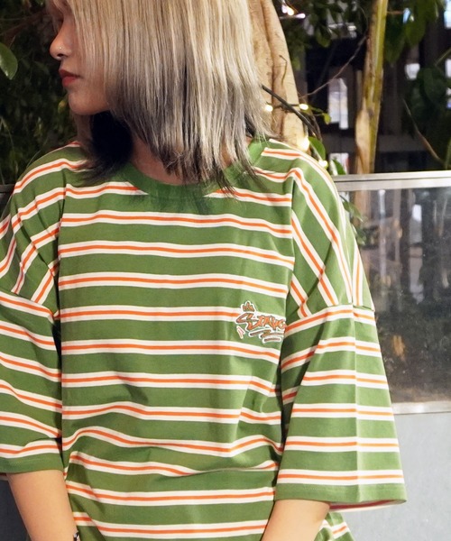 STAY GOLD(ステイゴールド)の「【STAYGOLD】ワンポイント刺繍 ボーダーTシャツ / One point embroidery border T-shirt(Tシャツ/カットソー・メンズ・ネイビー/イエロー/グリーン/ブラウン・FREE)」の14枚目の写真