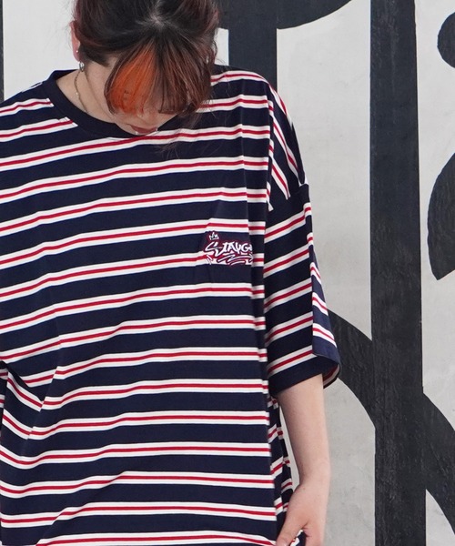 STAY GOLD(ステイゴールド)の「【STAYGOLD】ワンポイント刺繍 ボーダーTシャツ / One point embroidery border T-shirt(Tシャツ/カットソー・メンズ・ネイビー/イエロー/グリーン/ブラウン・FREE)」の19枚目の写真