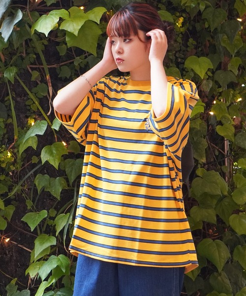 STAY GOLD(ステイゴールド)の「【STAYGOLD】ワンポイント刺繍 ボーダーTシャツ / One point embroidery border T-shirt(Tシャツ/カットソー・メンズ・ネイビー/イエロー/グリーン/ブラウン・FREE)」の20枚目の写真