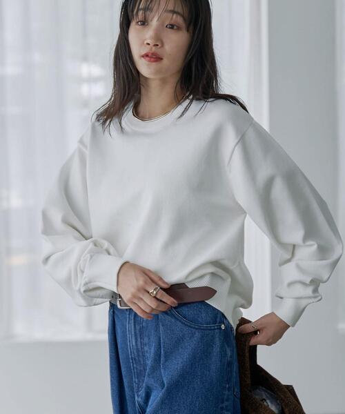 coen(コーエン)の「スウェットライクニットプルオーバー(ニット/セーター・レディース・ライトグレー/ブラック/オフホワイト・M/L)」の4枚目の写真