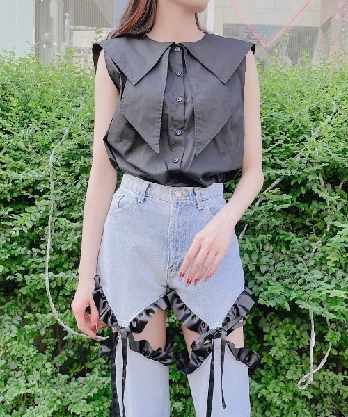 PAIN（ペイン）の「リボンセーラーシャツ（シャツ/ブラウス・レディース・ホワイト/ピンク/ブルー/ブラック・FREE）」の3枚目の写真