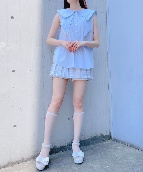 PAIN（ペイン）の「リボンセーラーシャツ（シャツ/ブラウス・レディース・ホワイト/ピンク/ブルー/ブラック・FREE）」の9枚目の写真